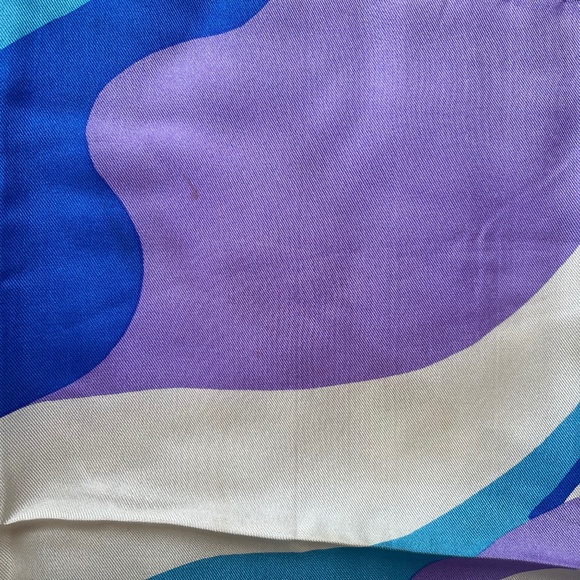 Vintage Liberty of London 100%Silk 23" Square Scarf Blue Purple Pucci-Like Women - Picture 6 of 7